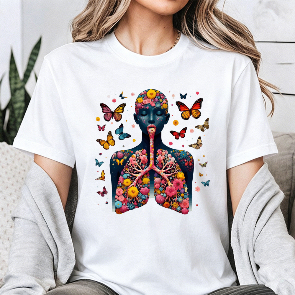 Your Health Wellness - Floral Human Lung Butterfly Anatomy Graphic