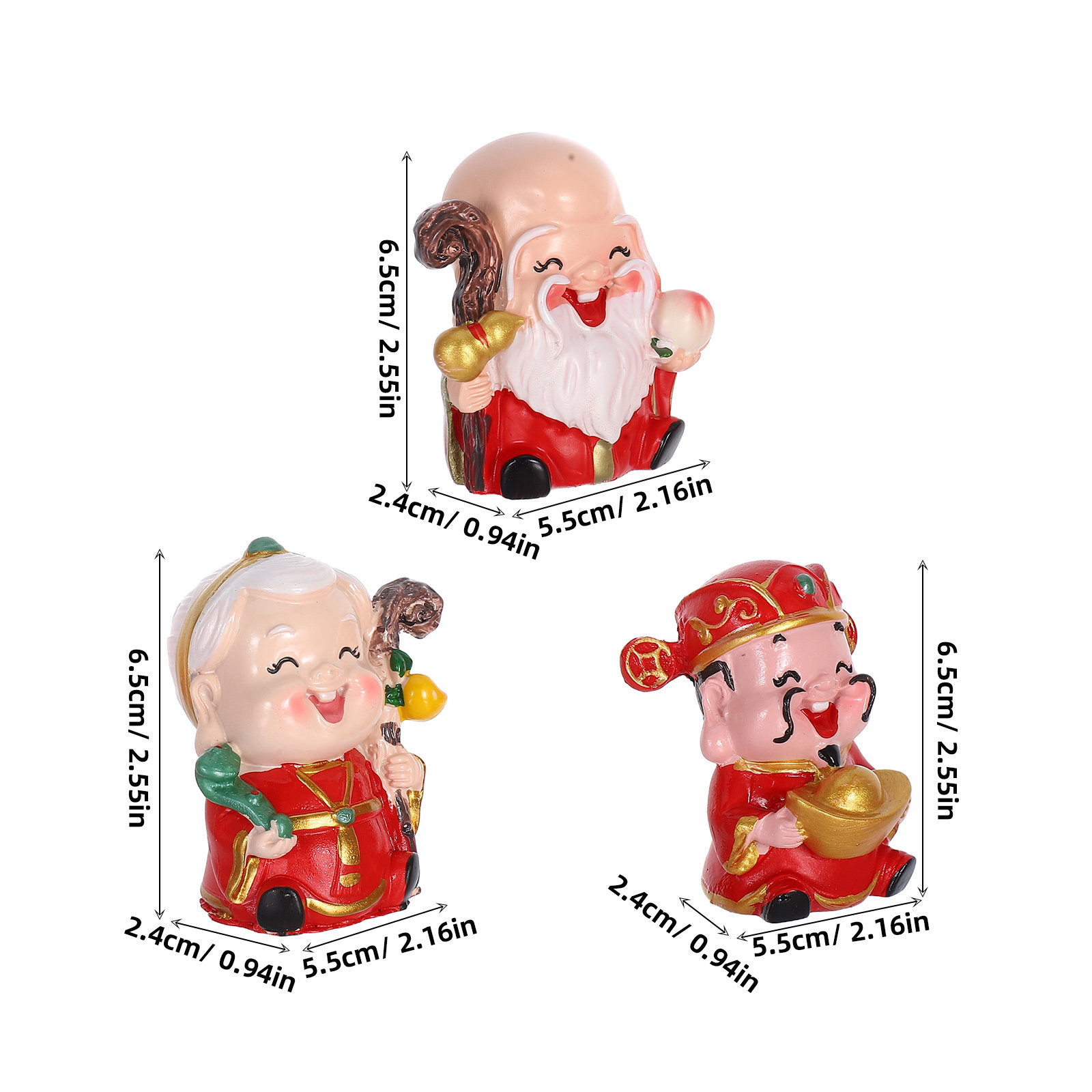 3Pcs Resin Chinese Elder Figur - Longevity Health & Wellness Hotel Adults Only のレビューと価格